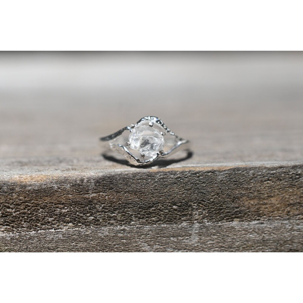 Rough Diamond Ring, Raw Diamond Engagement Ring, White Diamond, Wedding Ring, Wo